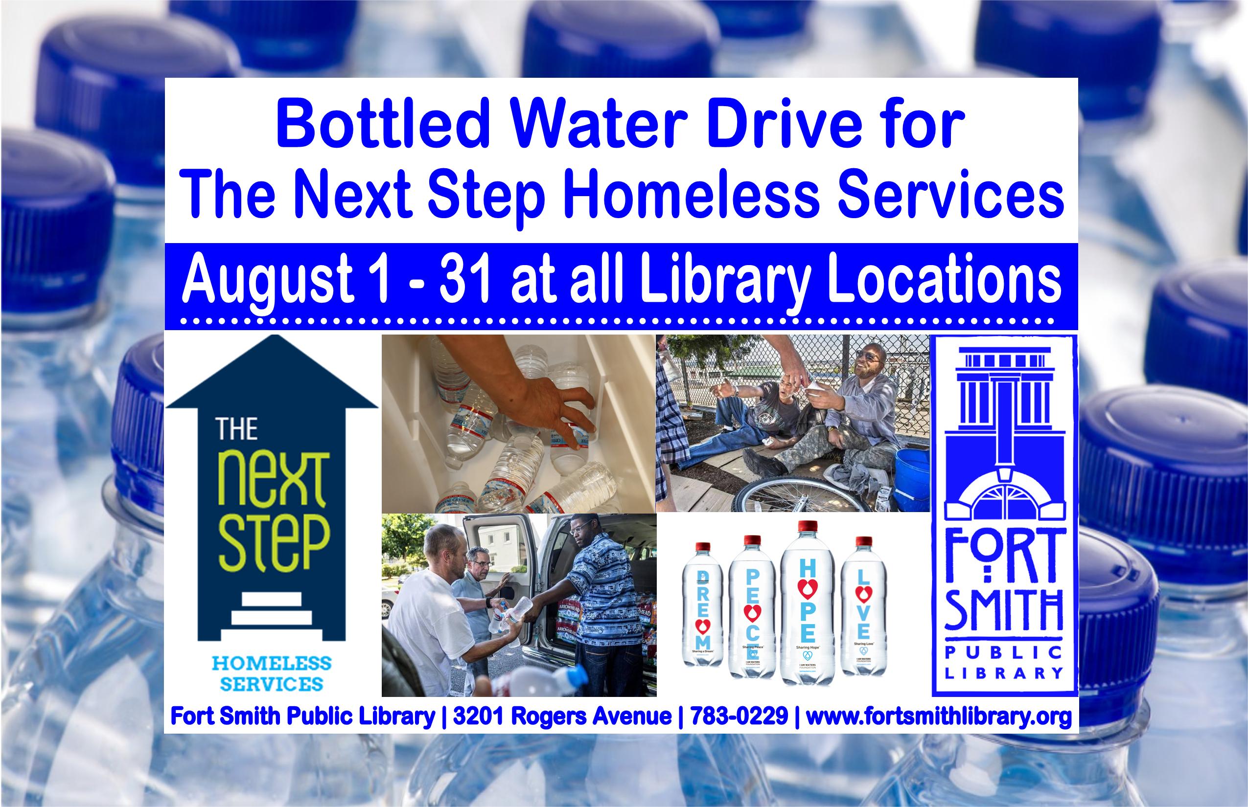 Bottled Water Drive for the Next Step Day Room Fort Smith Public Library
